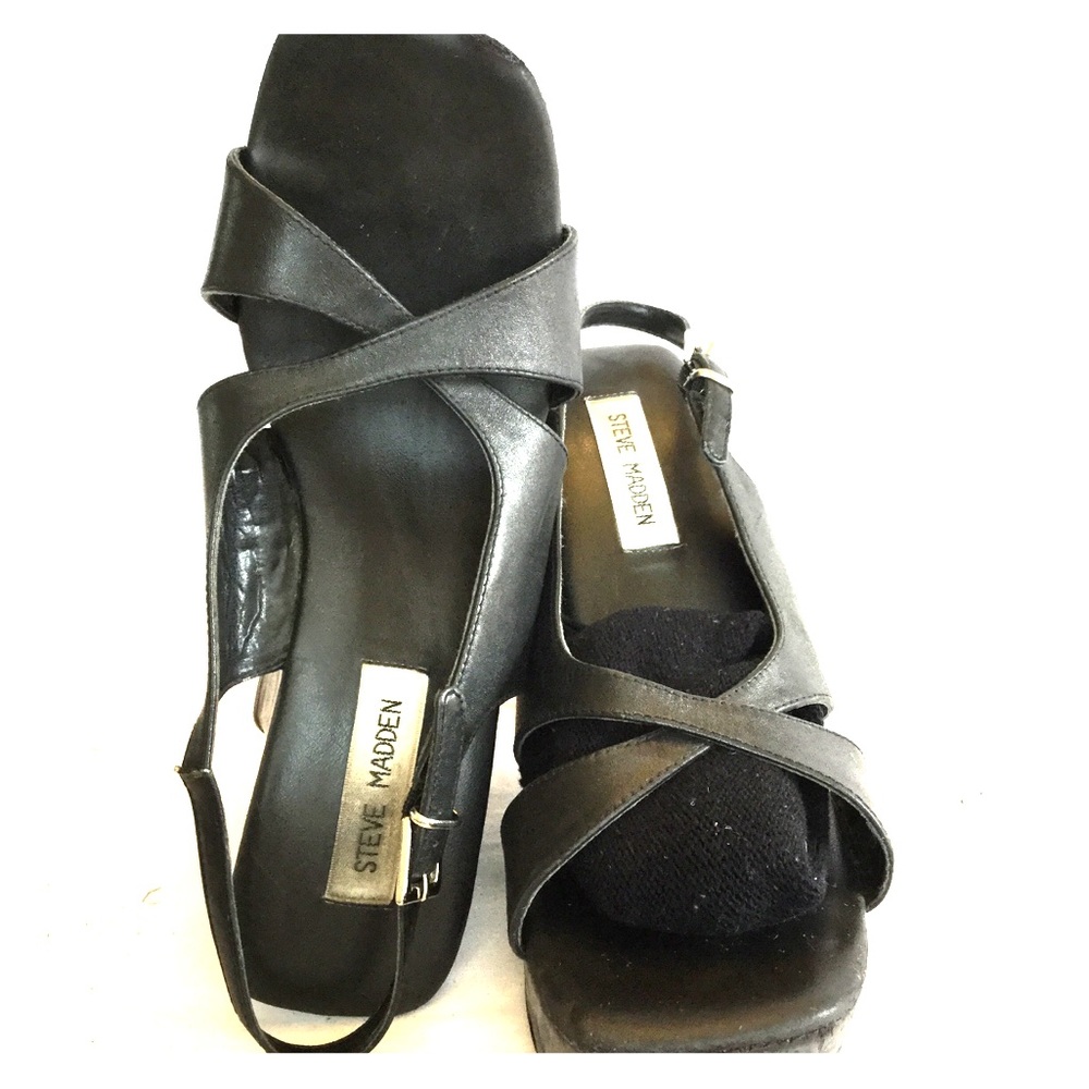 Steve Madden black leather sling back size 9